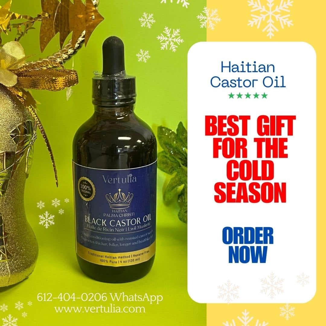 VERTULIA PURE HAITIAN BLACK CASTOR OIL 4.00 oz